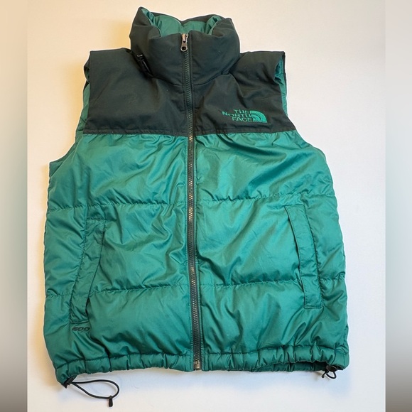 The North Face Nuptse 600 Down Puffer Vest Womens Small Green Black - Picture 2 of 6